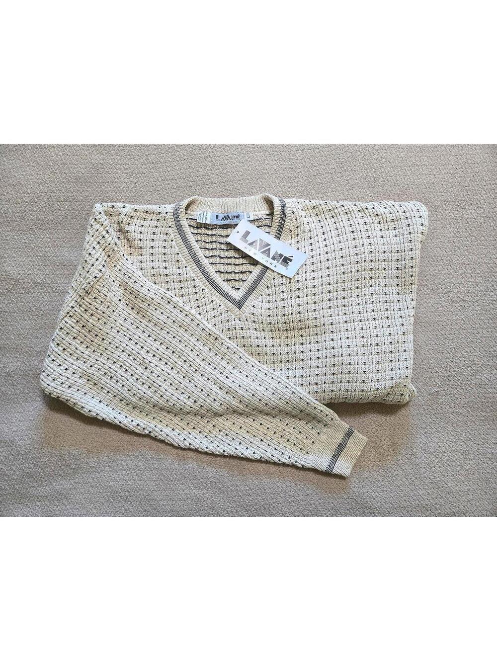 Lavane Sweater L | Textured V-Neck Knit NWT